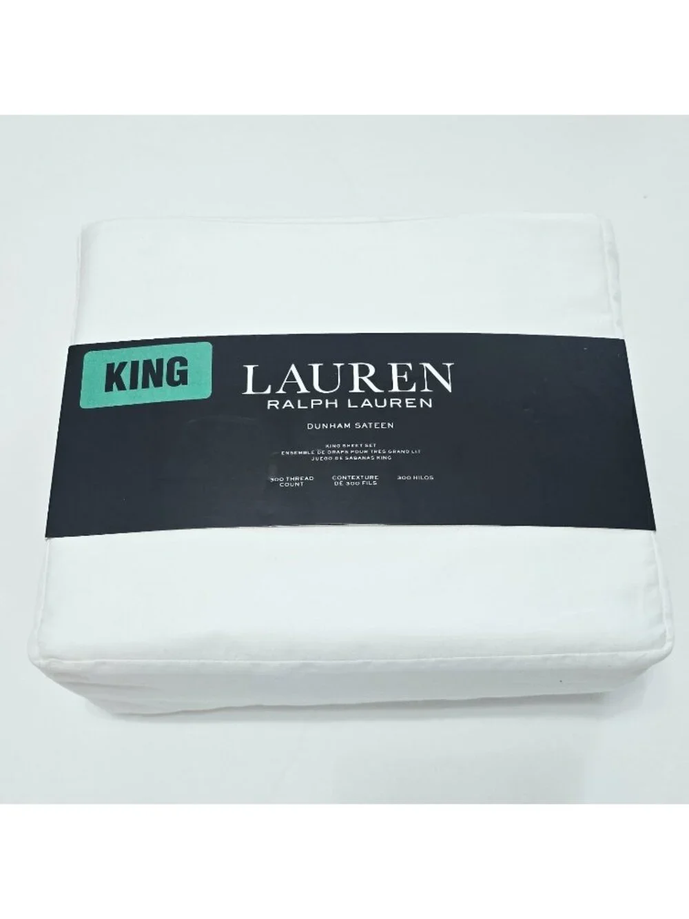 Ralph Lauren KING Dunham Sateen Sheet Set White 100% Cotton 300 TC